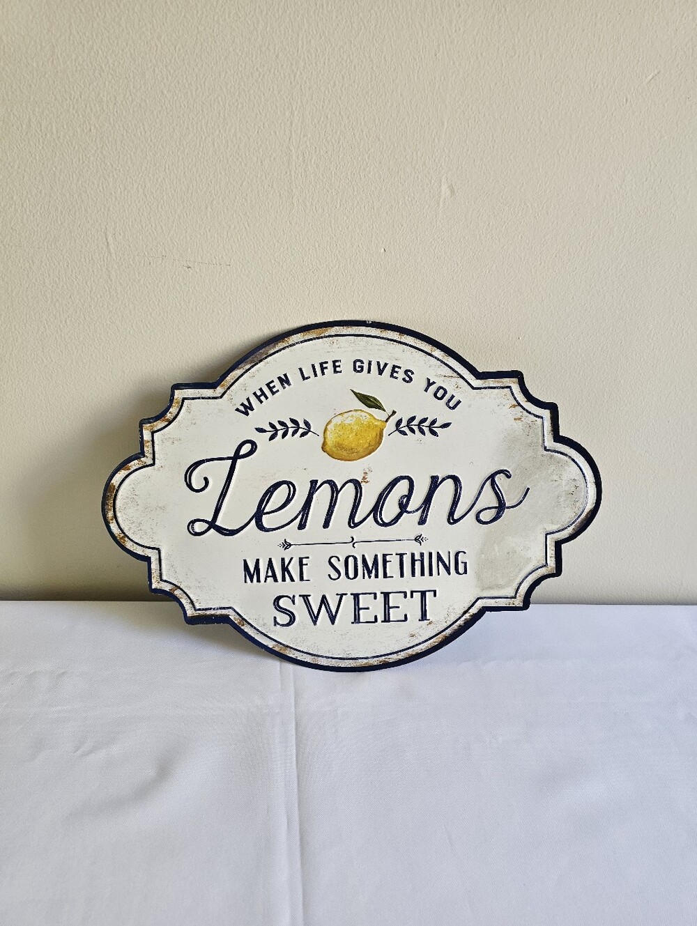 Lemons Make Something Sweet Wall Sign - White and Yellow